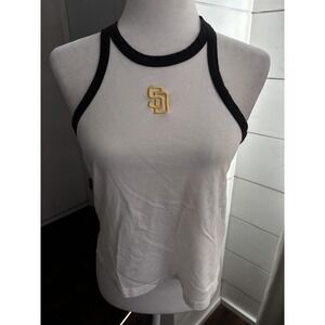 San Diego Padres Shirt Womens Medium White MLB Baseball Tank Top Halter